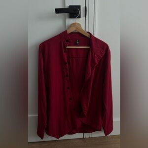 Red Button-Up Long Sleeve Shirt